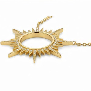RFJEWEL 2026 Nuova Collana Trendy con Ciondolo a Forma di Sole in Ottone Placcato Oro con Zirconia Cubica e Catena ad Anello - Product Image 4