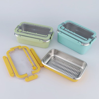 Groothandel 304 roestvrijstalen geïsoleerde bento lunchbox, draagbare buitenlunchbox met plastic deksel voor fruit, noten en snacks