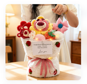 Bouquet Éternel de Fleurs d'<span class=keywords><strong>Hortensia</strong></span> au Crochet Fait Main, Adorables Ours <span class=keywords><strong>Fraise</strong></span>, Décoration Maison, Cadeau Pâques et Saint-Valentin - Product Image 3