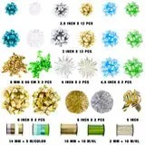 Assorted Metallic 100% Polyester High Tenacity Glitter Printed Gift <b>Ribbons</b> Gold Silver Blue for Gift Packaging Home Textiles - Product Image 2
