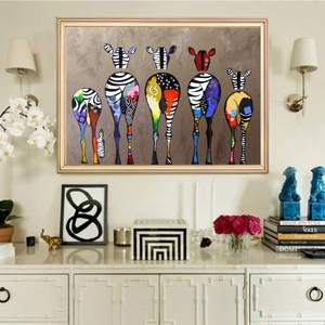 Peinture au diamant 5D DIY complète, zèbre coloré, strass ronds avec peinture au diamant, décoration animale zèbre, 1 pièce - Product Image 3