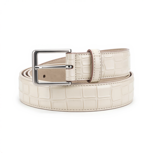 Ceinture en cuir de crocodile véritable pour <span class=keywords><strong>homme</strong></span>, personnalisée, embossée, en peau d'alligator blanche - Product Image 1