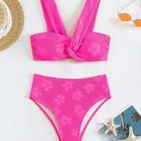 Nouvel ensemble bikini 2 pièces sexy dos nu en mousseline de soie couleur unie pour femme, séchage rapide, collection été 2026