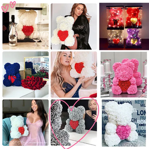 Ours en rose de 25 cm, ours en rose de 40 cm, ours en rose de 70 cm, ours en peluche romantique en PE, fleurs artificielles en mousse pour cadeaux de Saint-Valentin - Product Image 5