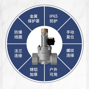 Vanne d'arrêt électromagnétique pour gaz DN50, raccord fileté pour pipeline de gaz naturel, utilisation extérieure avec réinitialisation manuelle - Product Image 1
