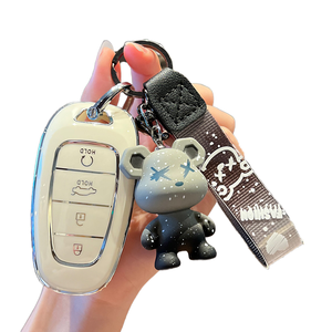 Échantillon gratuit Housse de clé de voiture en TPU pour Hyundai <span class=keywords><strong>Santa</strong></span> <span class=keywords><strong>Fe</strong></span> Tucson <span class=keywords><strong>2022</strong></span> NEXO NX4 Atos <span class=keywords><strong>Prime</strong></span> Solaris 2021 4 boutons Accessoires Auto porte-clés - Product Image 1