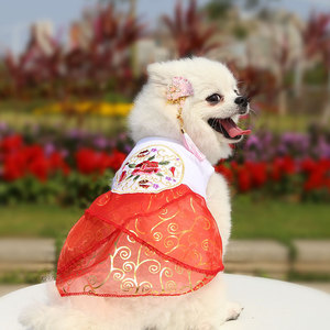 Robe de mariée pour chien et chat Shine And Shine, jupe florale brodée, vêtements élégants d'été pour animaux de compagnie - Product Image 3