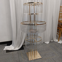 Support à fleurs en cristal doré moderne de grande taille pour la décoration de centre de table de mariage
