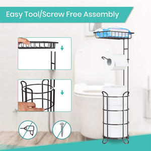 Porte-papier hygiénique autoportant avec étagère, support pour rouleau de papier de soie - Product Image 2