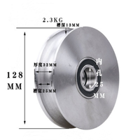 Rouleau de poulie à gorge 128U en acier inoxydable pour portail coulissant, roulement à billes, poulie à câble métallique, OEM, résistant à l'usure, durable