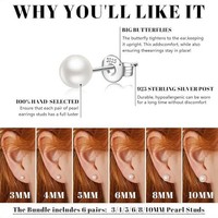 Boucles d'oreilles clous en argent plaqué or blanc 18 carats avec fausses perles incrustées, pour femme, idéales pour le bureau, de luxe, inspirées des créateurs, pour fêtes et mariages