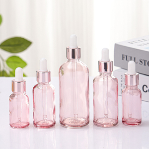 Flacone in Vetro <span class=keywords><strong>Rosa</strong></span> per Cosmetici e Oli Essenziali 10-100ml, Bottiglia per Siero Liquido con Contagocce - Product Image 4