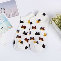 Chaussettes courtes pour filles avec motif de chat mignon, pour femmes