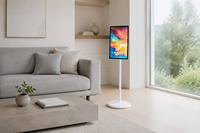 Monitor de TV LED LCD Inteligente con Pantalla Táctil de 15.6 Pulgadas 16:9, Portátil, Móvil, con Soporte de Piso Inalámbrico, a Todo Color, Full HD, para Educación al Aire Libre