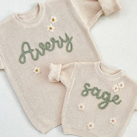 Suéteres Personalizados con Nombre para Mamá e Hija, Bordado a Mano, Sudadera de Punto para Mamá y Mini