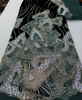 Dentelle française en velours de haute qualité avec broderie, paillettes et perles, tissu de dentelle de luxe pour robe de soirée pour femme