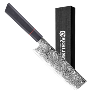 Professionale lama in acciaio damasco <span class=keywords><strong>Set</strong></span> <span class=keywords><strong>di</strong></span> <span class=keywords><strong>coltelli</strong></span> <span class=keywords><strong>da</strong></span> Chef con Logo personalizzato manico in resina e legno in acciaio al carbonio mannaia per uso cucina - Product Image 1