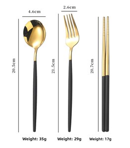 <span class=keywords><strong>Set</strong></span> di posate portatile in tre pezzi per studenti, escursioni, viaggi, campeggio, posate in acciaio inossidabile, bacchette, cucchiaio, forchetta - Product Image 2