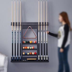 Soporte de Pared para 8 Palos de <span class=keywords><strong>Billar</strong></span>, Soporte de Madera de Caucho Sólido con Estante para Almacenamiento de Bolas, Accesorio para <span class=keywords><strong>Billar</strong></span> - Product Image 6
