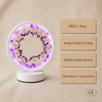 Lampe d'arbre en gravier de cristal naturel en gros, LED USB à trois couleurs réglables, lumière de guérison Reiki, pierre brute, décoration intérieure