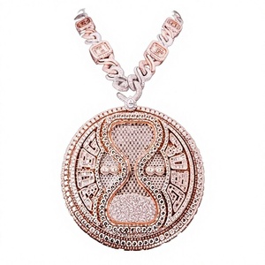 Pendentif Chiffre 8 en Argent 925 et Moissanite Rose avec Micro-Incrustations de Strass, Breloque Thème Unisexe, Bijou Tendance Hip-hop - Product Image 1