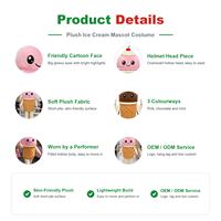 Costume de mascotte de crème glacée personnalisé OEM ODM, personnage alimentaire sur mesure à partir de votre conception pour les événements promotionnels de boutiques de desserts