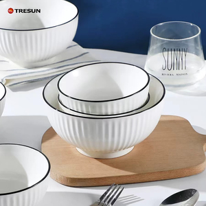Bols en céramique sous glaçure, épaissis, modernes et simples, compatibles micro-ondes, pour soupes, nouilles et riz, imprimables, Chine - Product Image 4