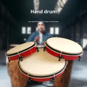 Pandereta de varios tamaños al por mayor, instrumento de percusión infantil, tambor de mano rojo fabricado con nombre de marca - Product Image 2