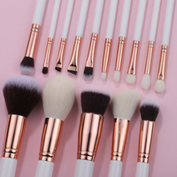 Ensemble de pinceaux de maquillage vegan de luxe 15 pièces, poils synthétiques naturels, manches en bois, emballage écologique - Pinceaux professionnels pour le visage et les yeux