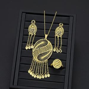 Juego de Anillo, Pendientes y Colgante de Moda para Mujer JXX, Joyería de Latón Chapado en Oro para Novia, en Dubái, Arabia Saudita, India - Product Image 5