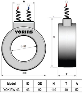 YOKINS, Transformateur de courant 200/5A, CT 200A pour ampèremètre selon le modèle IS2705 YOK-RW43 Mesure de courant alternatif - Product Image 5