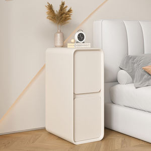 Light Luxury Cream Minimalist Smart LED Nightstand Modern Simple Mini Solid -Wood <b>Bedside</b> Storage <b>Cabinet</b> Household Bedroom - Product Image 1