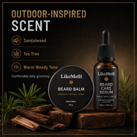Kit de Cuidado de Barba para Hombre, Bálsamo para Barba 56g y Suero para Barba 30ml, Suaviza, Acondiciona, da Forma, Controla la Barba Áspera, Set de Regalo para Cuidado Diario