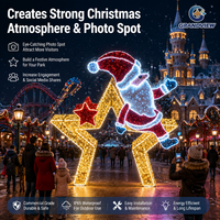 Maßgefertigte Beleuchtete 3D LED Weihnachtsmann-Stern-Lichter Weihnachtsmotiv-Beleuchtung für Freizeitparks Kommerzielle Feiertags-Lichtinstallationen