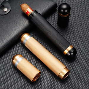 Aluminum Alloy <b>Cigar</b> <b>Tube</b> Gold And Black Portable Waterproof With Strong Seal For <b>Cigar</b> Storage - Product Image 1