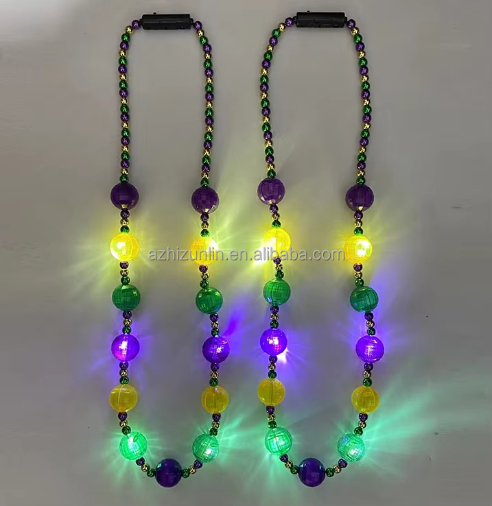 Adult Mardi Gras Beads Light-Up Party Necklaces 2025