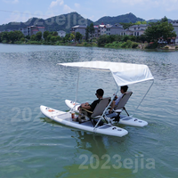 Luxe 2 personnes Mini meilleur bateau à aubes électrique gonflable en aluminium PVC catamaran SUP Board pour la pêche