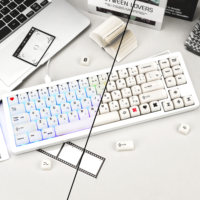 Clavier mécanique personnalisé avec touches blanches brillantes de style minimaliste M-OA, thème japonais, finition émaillée en céramique pour PC