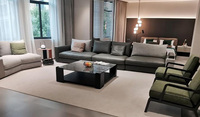 Tapis de sol moderne en laine et polyester, couleur unie, anti-abrasion, facile à nettoyer, style luxe léger, haute densité, pour salon et chambre.