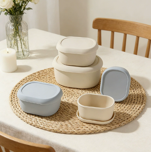 Boîte à lunch en silicone résistante à la chaleur, compatible micro-ondes, bol pour bébé, récipient de stockage domestique - Product Image 3