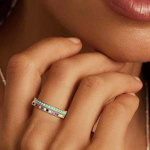 Кольца из стерлингового серебра S SUSANN с цирконами, геометрические, женские, золотые, штабелируемые, не тускнеющие, персонализированные, обручальные кольца для неё - Product Image 3