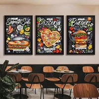Lebensmittel-Poster Pfannkuchen Burger Pizza Tacos Sandwich Schinken-Toast Restaurant Küche Gemälde für Leinwandkunst Heim-Wanddekoration Bild