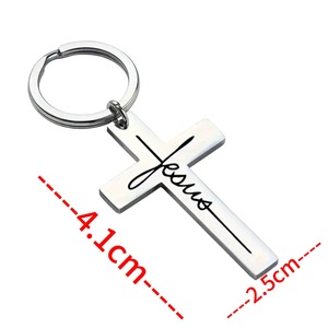 Portachiavi <span class=keywords><strong>Christian</strong></span> portachiavi portachiavi con ciondolo croce crocifisso in acciaio inossidabile per portachiavi portachiavi Punk regalo gioielli - Product Image 5