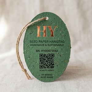 Étiquettes suspendues personnalisées pour vêtements, en papier biodégradable et compostable, avec code QR pour <span class=keywords><strong>la</strong></span> traçabilité, pour serviettes, en papier recyclé - Product Image 1