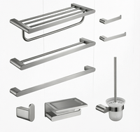 Ensemble d'accessoires de salle de bain en nickel brossé, acier inoxydable, porte-serviettes, porte-savon, crochet pour peignoir, porte-brosse de toilette, fixation murale