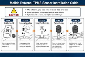 TPMS Bluetooth para Coche, Remolque, RV, Universal, 4 Sensores Externos, Detección de Sobrecalentamiento, Alarma de Presión de Neumáticos de 0-800 kPa, CE FCC ISO 14001 - Product Image 4