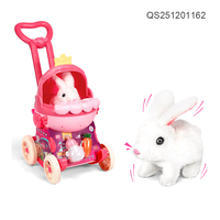 QS Wholesale Jouets éducatifs pour enfants, bricolage, peluche douce, jeux de simulation de soins aux animaux, 3 styles, ensemble de jouets en peluche de dessin animé avec chariot
