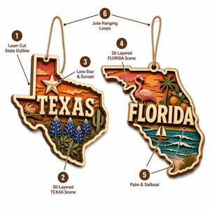 Set di mappe del Texas e della Florida da 5 pollici |   Arte Murale 3D in Legno di Pioppo |   OEM Ingrosso FSC CPSC |   Souvenir degli Stati Uniti per i viaggiatori - Product Image 3