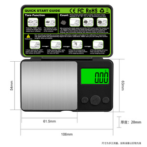 Stainless Steel Electronic Scale 106x63mm LCD Display Tare Function Jewelry Weighing Scale - Product Image 1