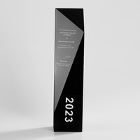 Trophée en cristal noir haut de gamme personnalisé, plaque de récompense gravée avec un style minimaliste et impression UV pour cadeaux de bienvenue